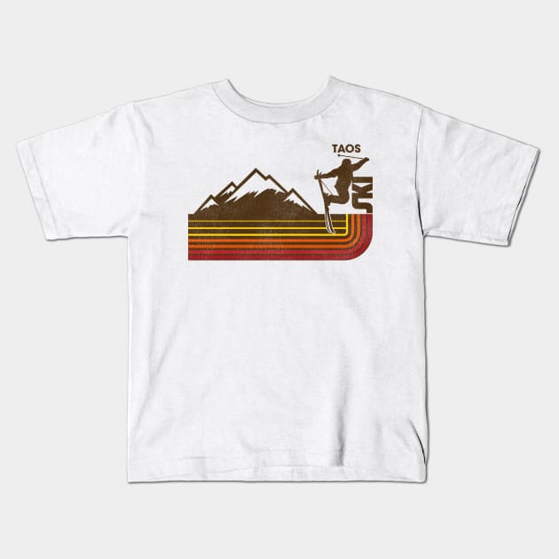Retro Taos 70s/80s Style Skiing Stripe Kids T-Shirt by darklordpug